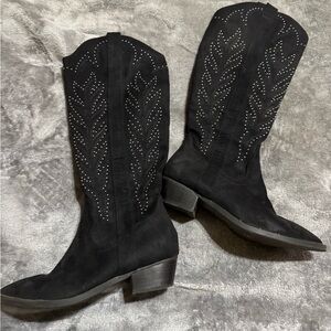 Dolce Vita Black Suede Women's Boots with Studded Design